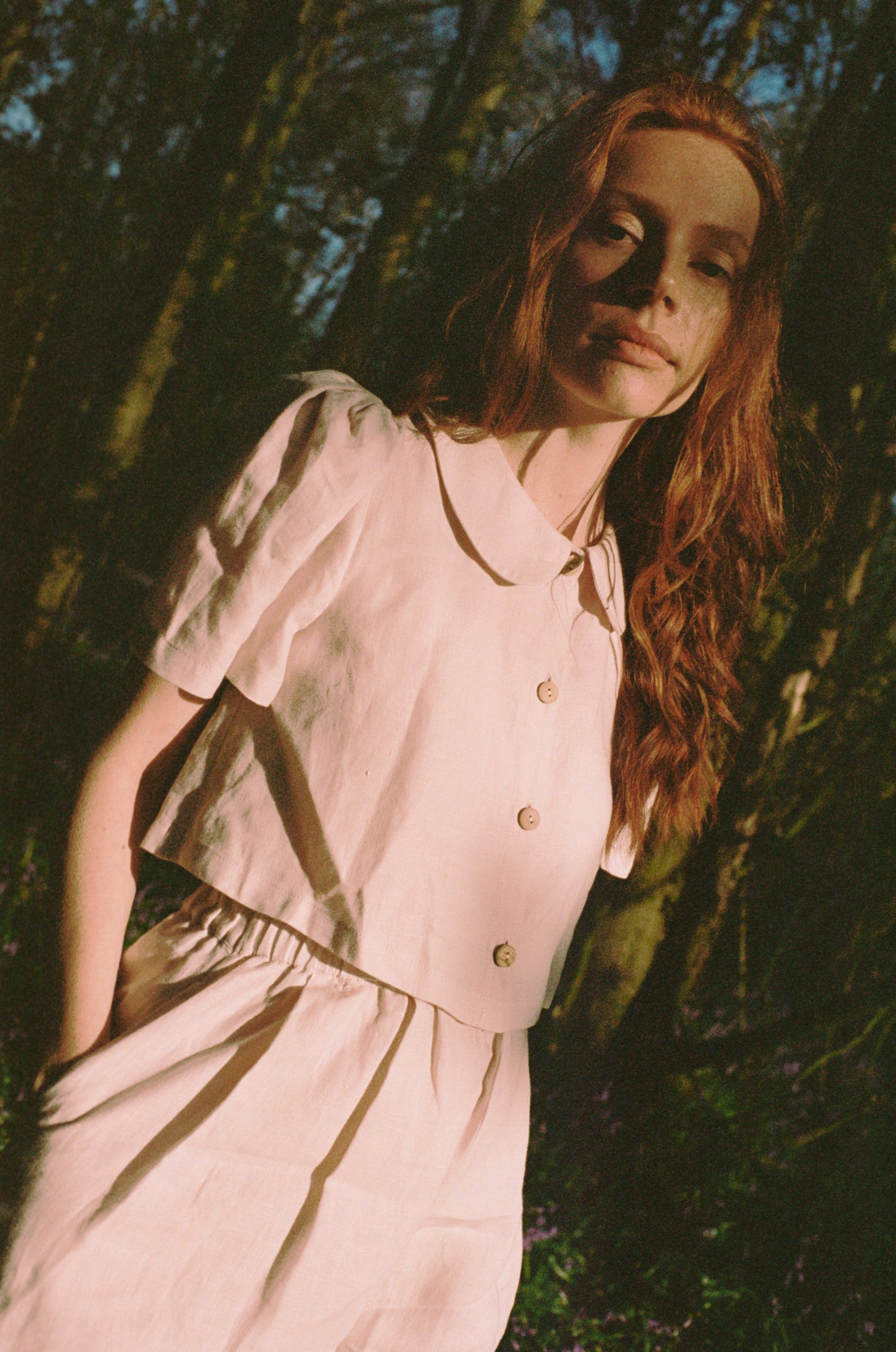 Frances Linen Cropped Blouse  - Primrose - size M on pre-order for end of September delivery