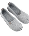 Natural Felt Rubber Sole Slippers Grey