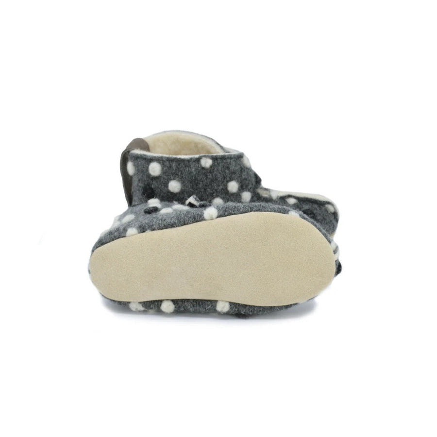Children's Natural Felt Wool-Lined Slippers with Velcro