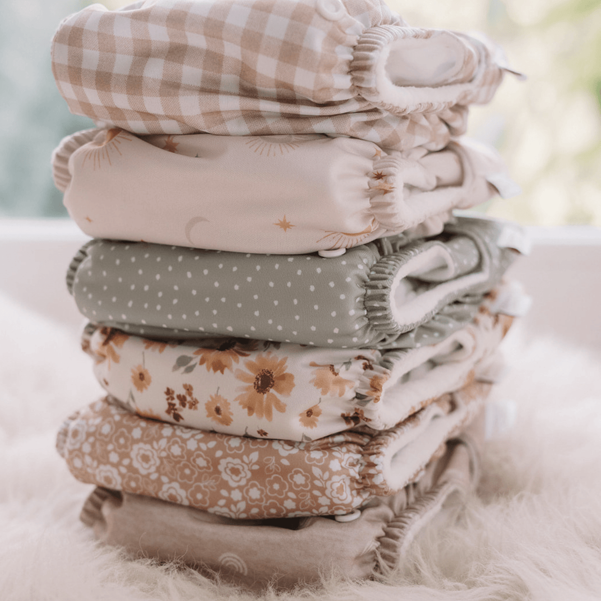 One Size All-In-One Reusable Cloth Nappy - Dottie - Sage