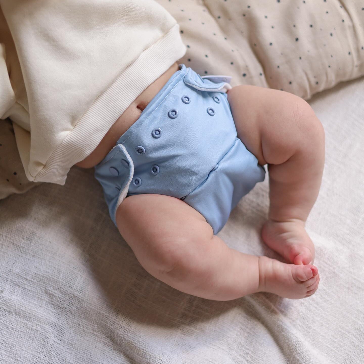 One Size All-In-One Reusable Cloth Nappy - Dusty Blue