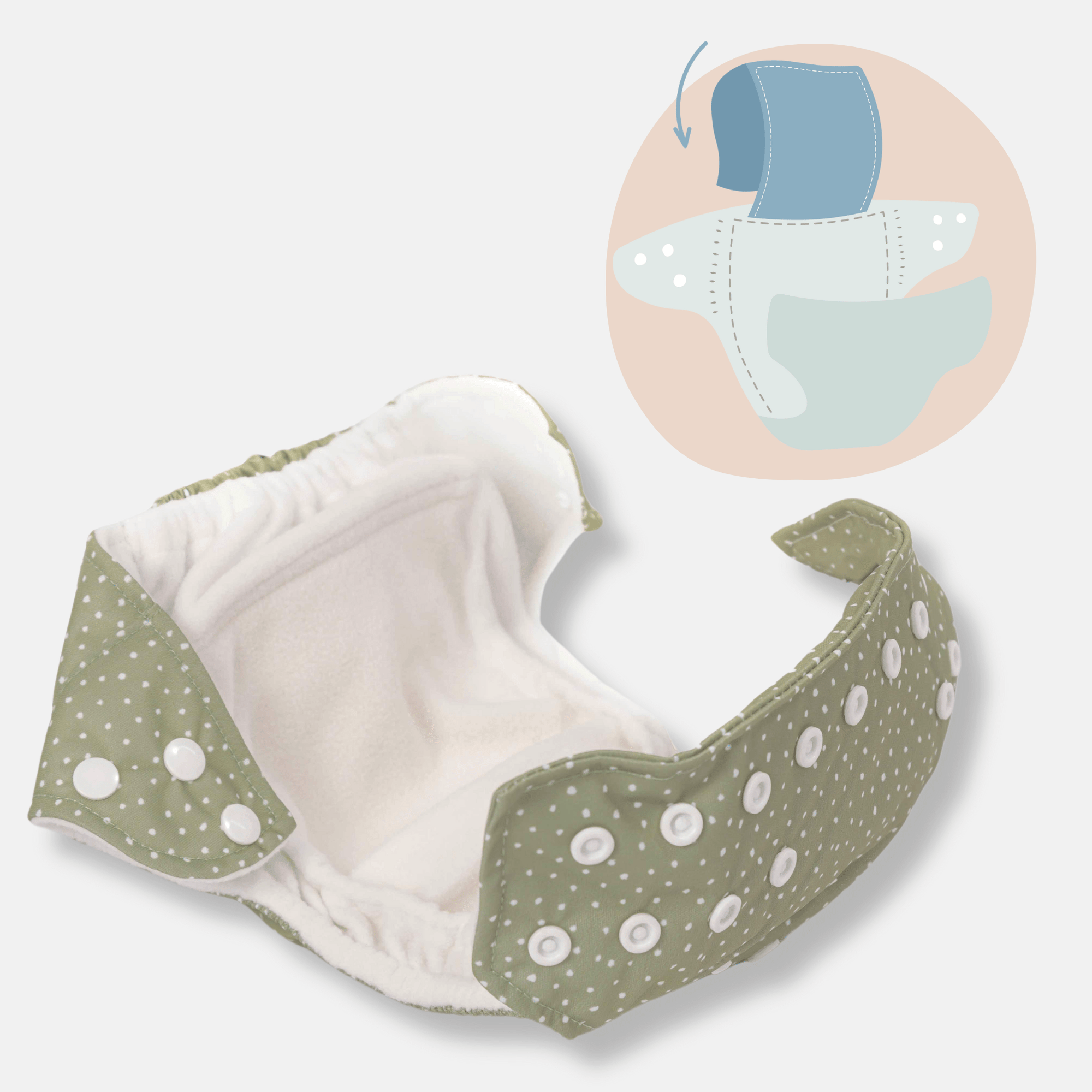 One Size All-In-One Reusable Cloth Nappy - Dusty Blue