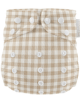 One Size All-In-One Reusable Cloth Nappy - Gingham Taupe
