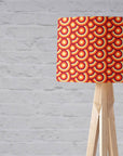 Orange and Brown Drum Lampshade, 1970s Retro Circles Design Shade for Table, Floor or Ceiling Pendant Light