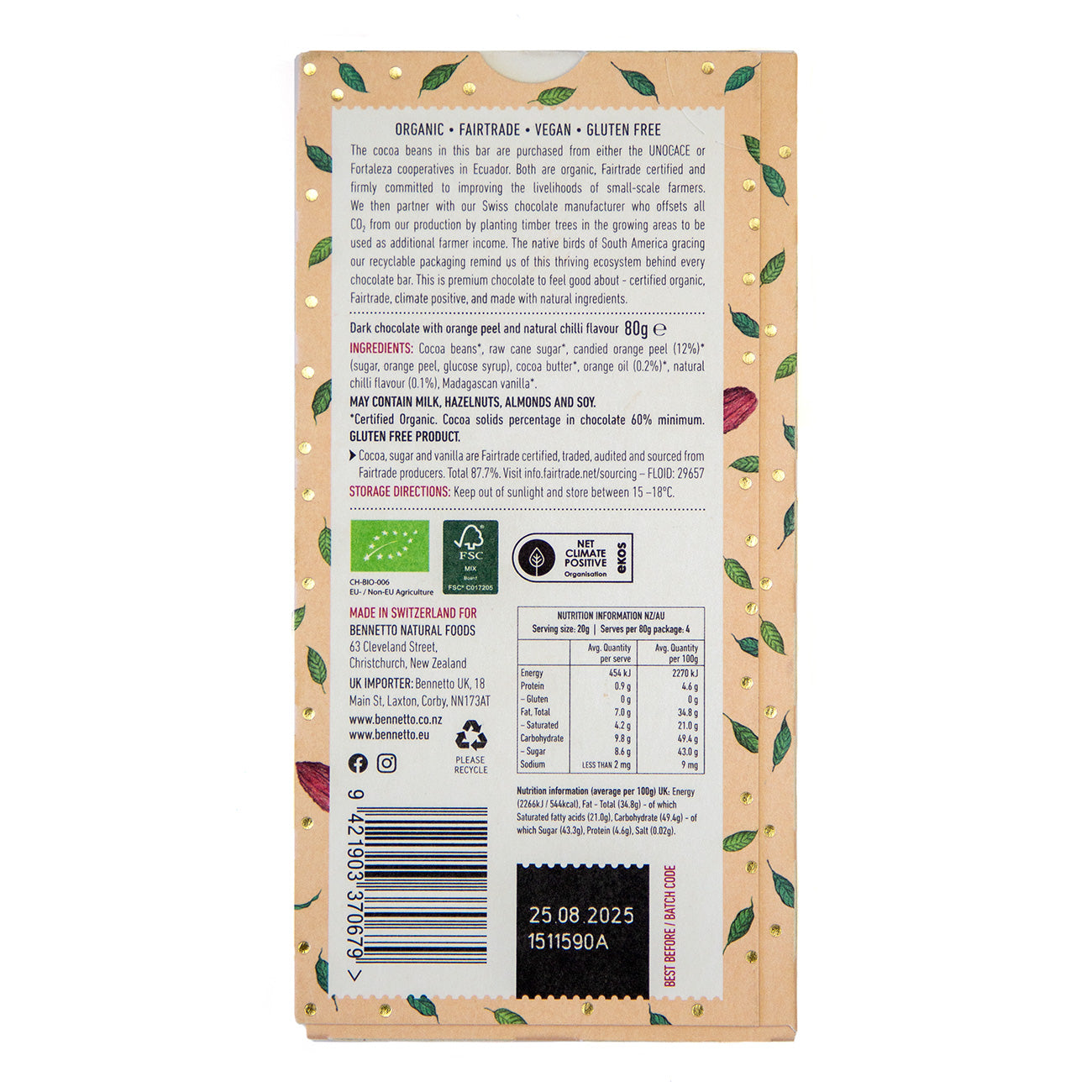 Dark Chocolate Orange and Chilli Bar