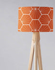 Orange Drum Lampshade, White Hexagon Design Shade for Table, Floor or Ceiling Pendant Light