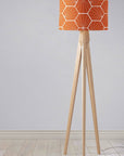 Orange Drum Lampshade, White Hexagon Design Shade for Table, Floor or Ceiling Pendant Light