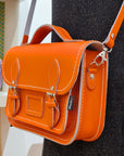 Leather Midi Satchel - Orange