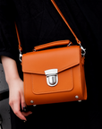 Handmade Leather Sugarcube Handbag - Orange