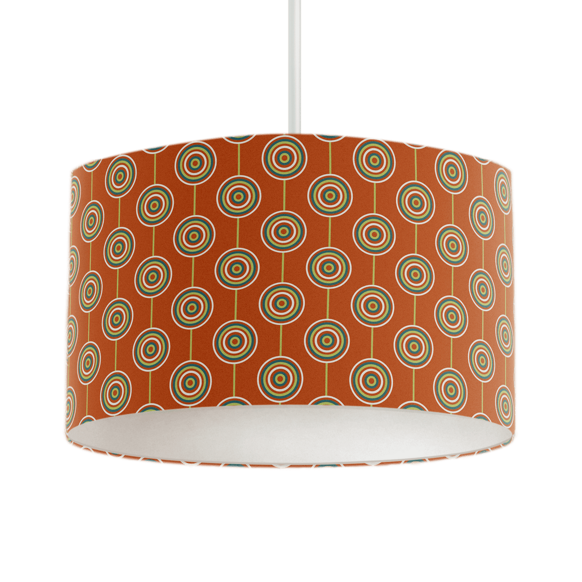 Orange Drum Lampshade, Retro Circles Design Shade for Table, Floor or Ceiling Pendant Light