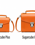 Handmade Leather Sugarcube Handbag - Orange