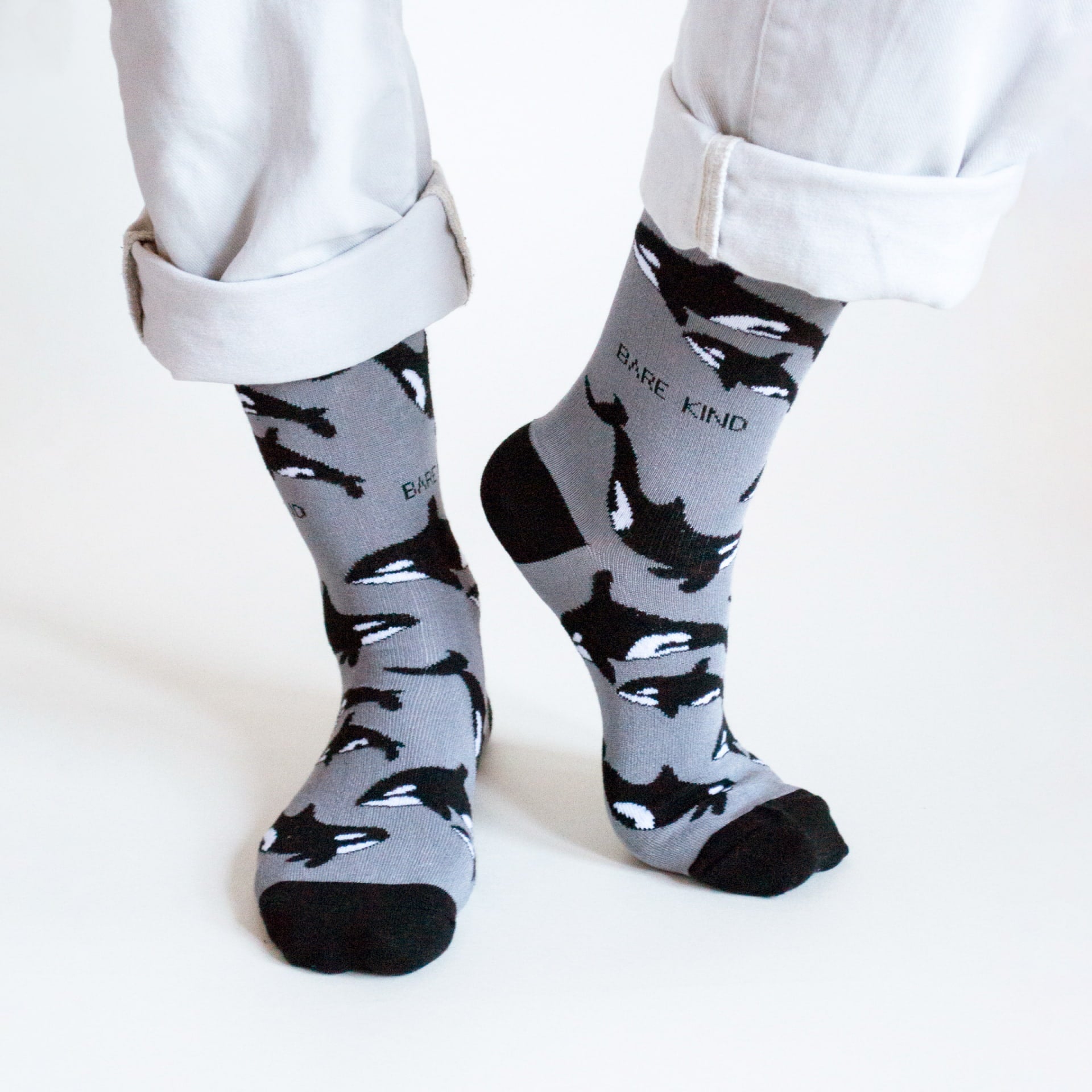 Save the Orcas Bamboo Socks in Grey