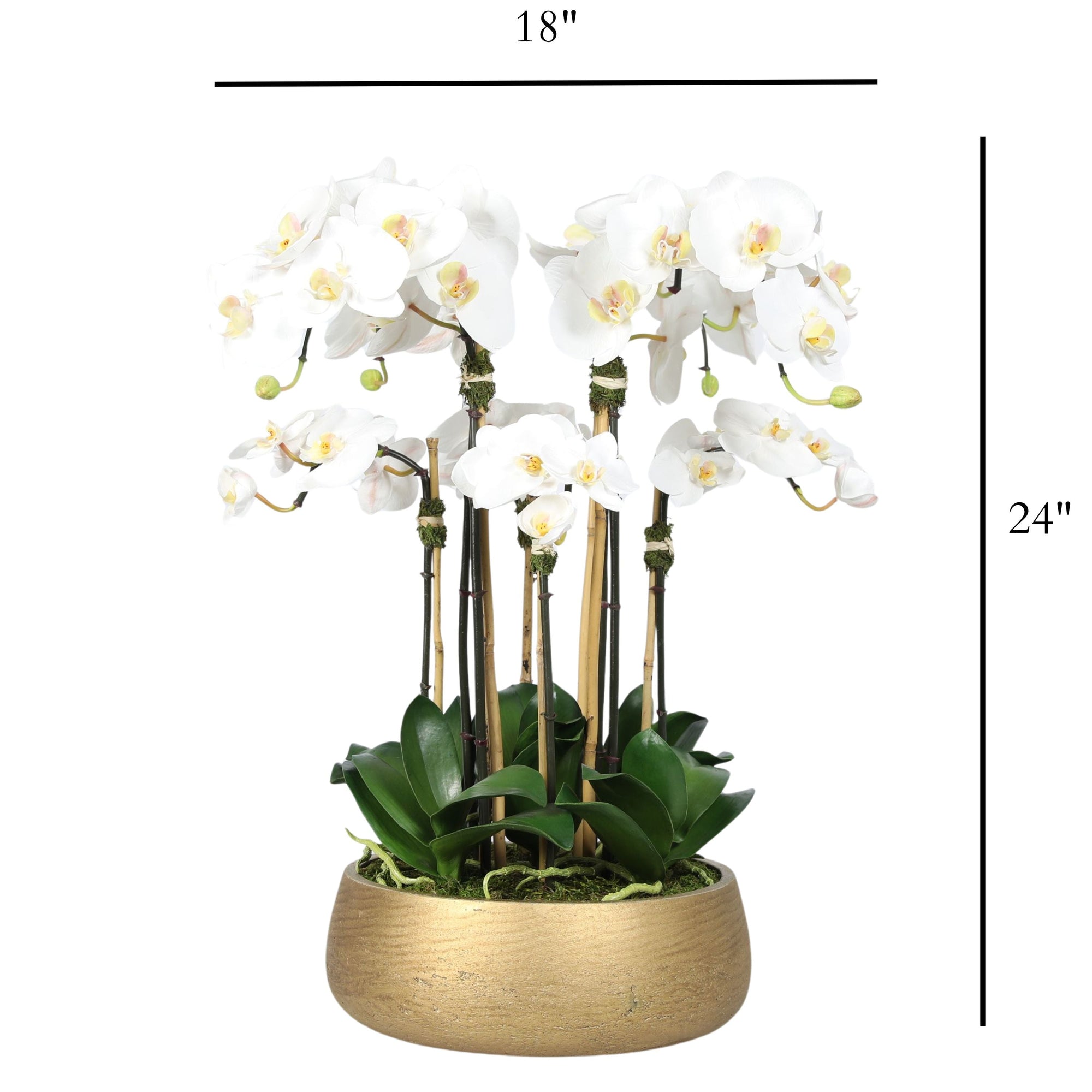 Faux Orchid Arrangement in Matte Gold Planter