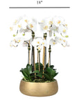 Faux Orchid Arrangement in Matte Gold Planter