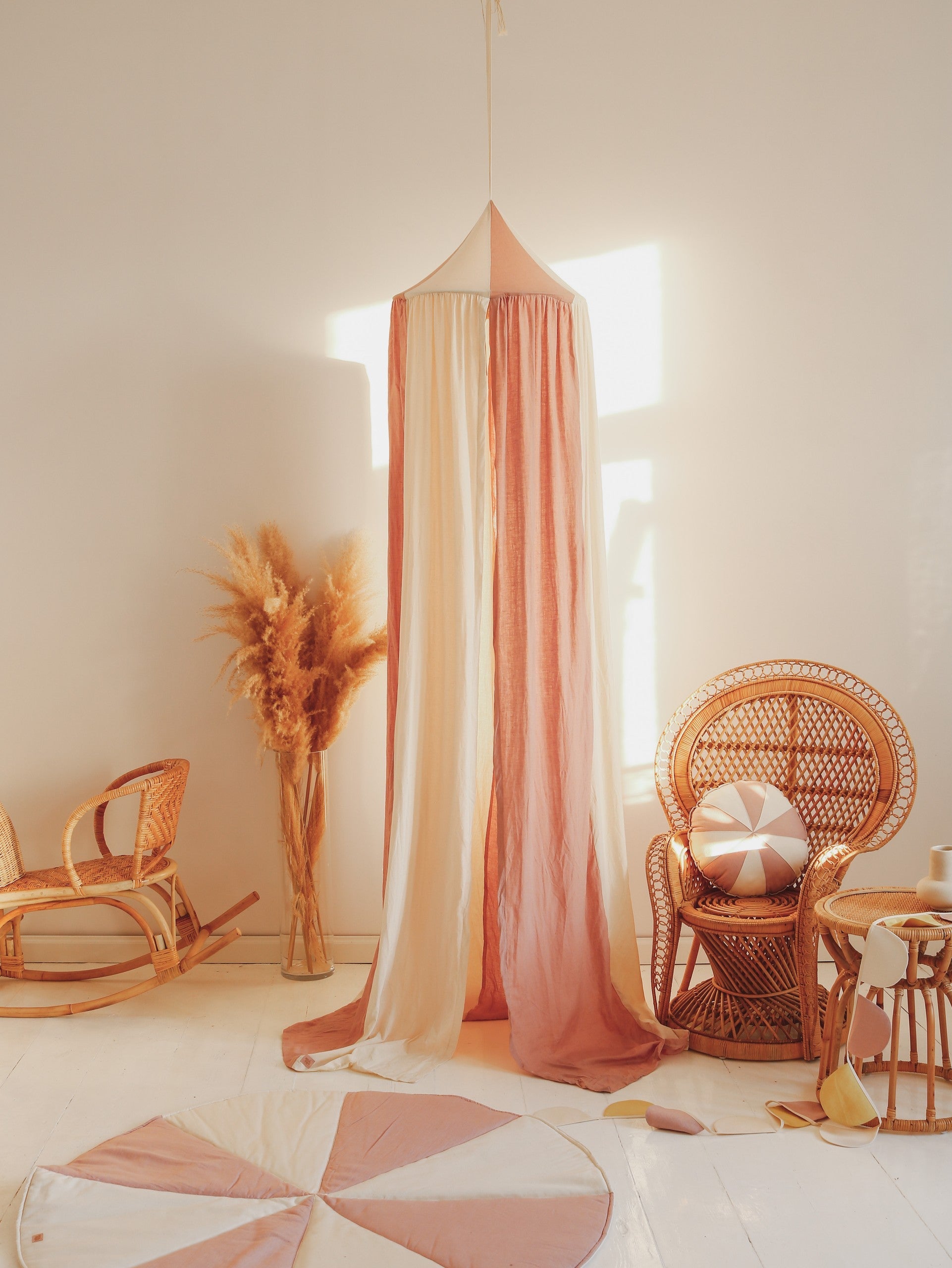 Powder Pink Organic Cotton and Linen Canopy