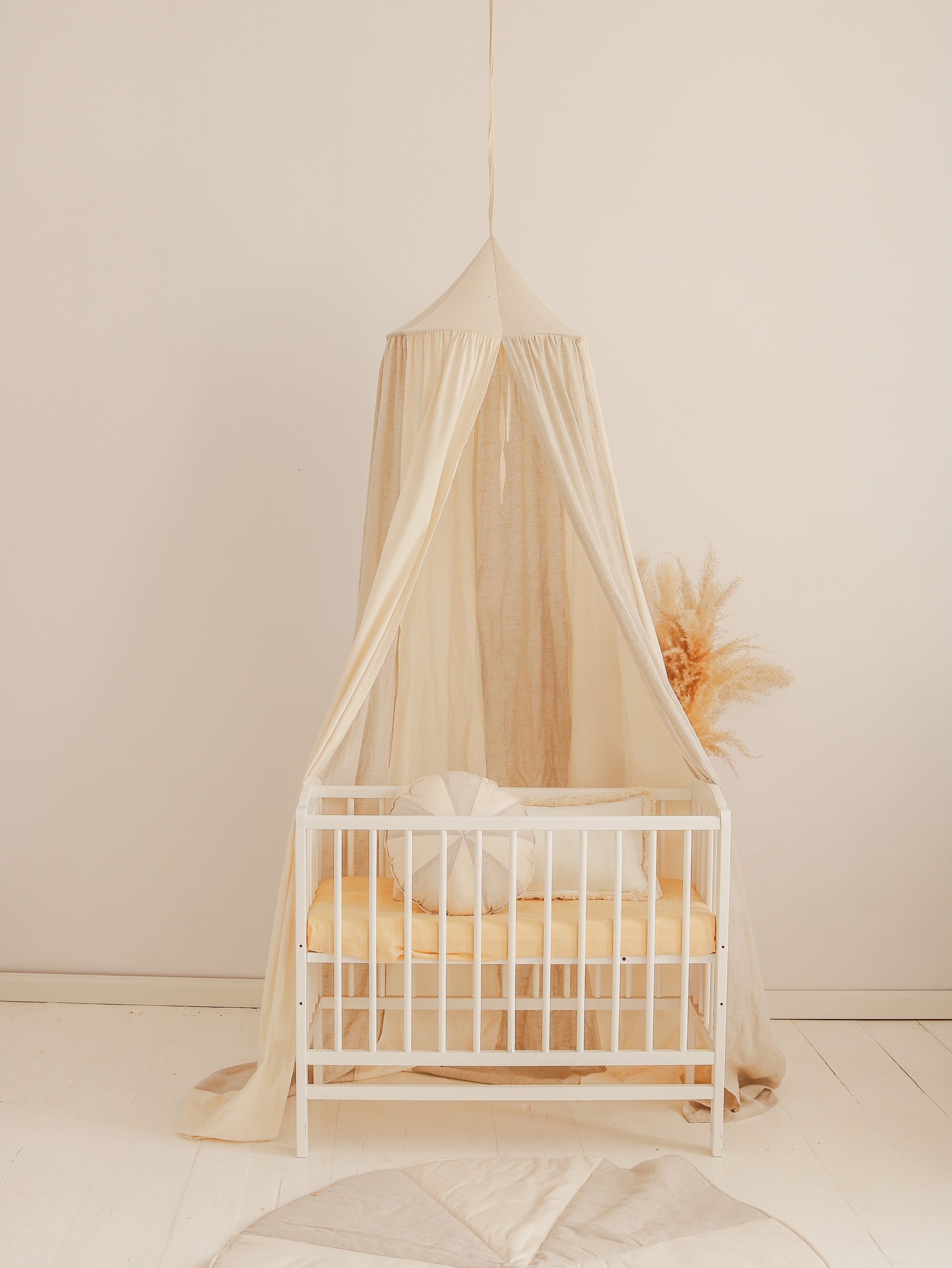 Cream Cotton and Linen Hanging Canopy