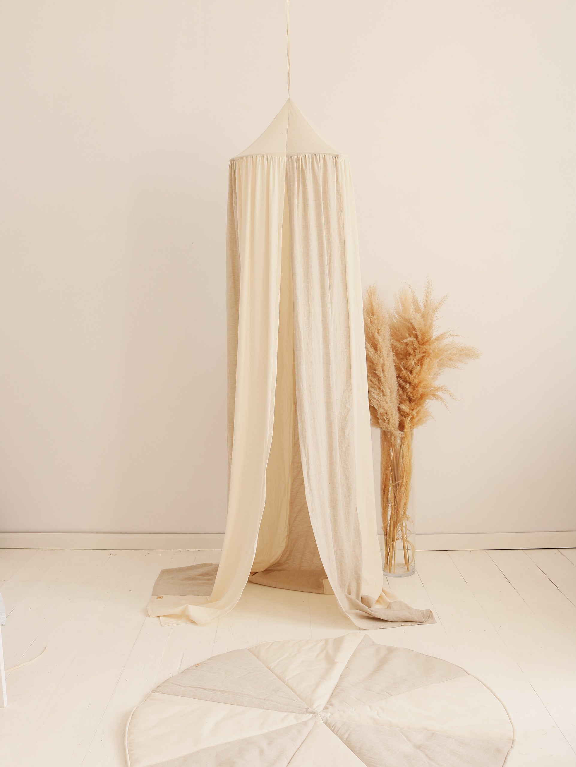 Cream Cotton and Linen Hanging Canopy