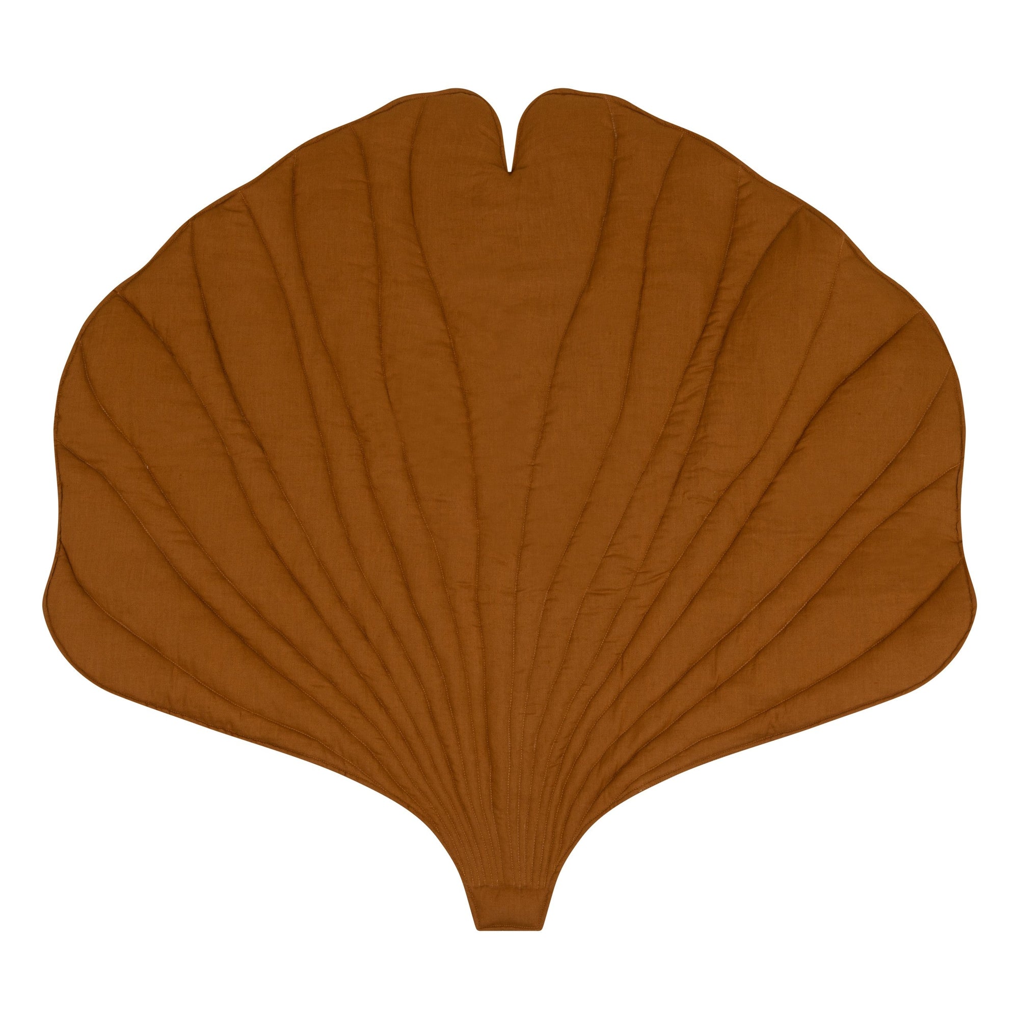 Organic Cotton and Linen Ginkgo Leaf Playmat Caramel