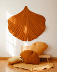 Organic Cotton and Linen Ginkgo Leaf Playmat Caramel