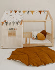 Organic Cotton and Linen Leaf Playmat Caramel