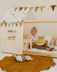 Organic Cotton and Linen Leaf Playmat Caramel