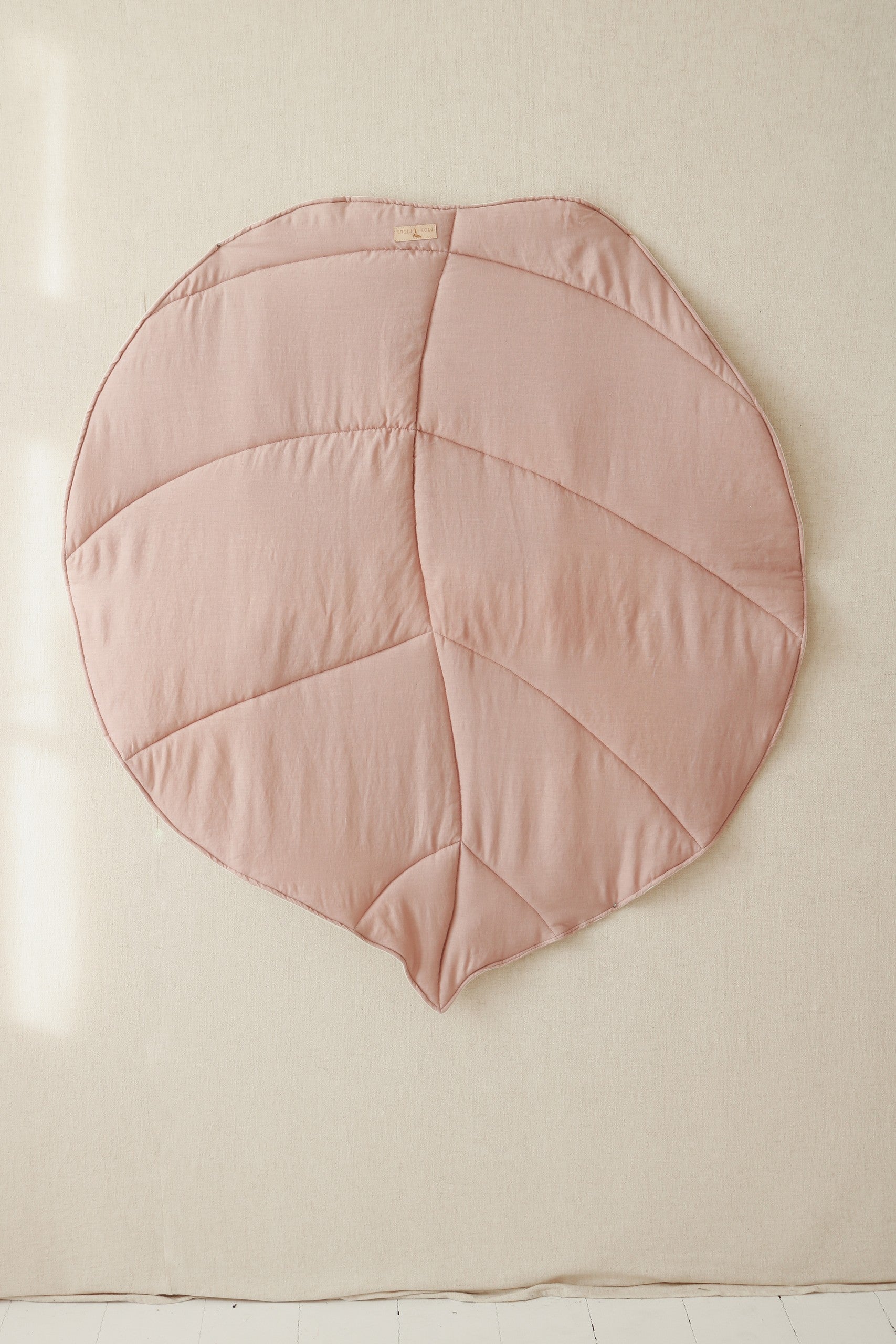 Organic Cotton and Linen Leaf Playmat Powder Pink