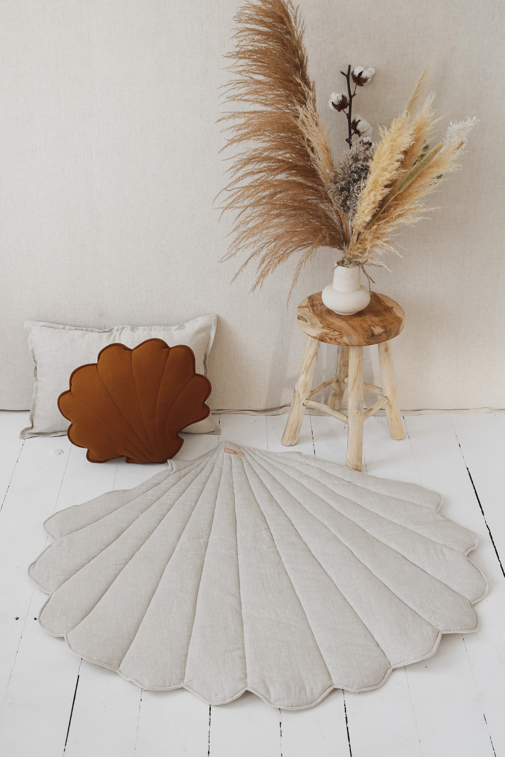 Organic Cotton Linen Ginkgo Leaf Playmat Sand