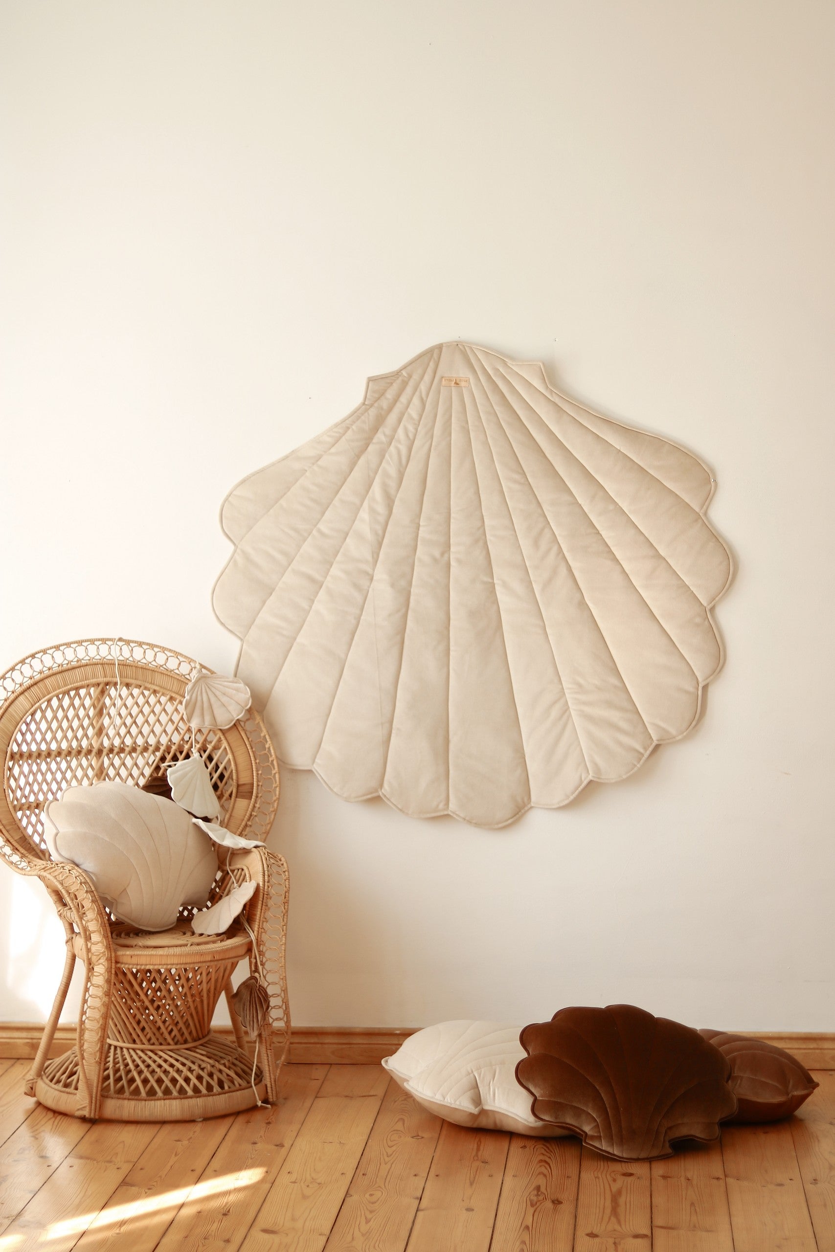 Organic Cotton Velvet Ginkgo Leaf Playmat Beige