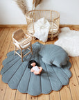 Organic Cotton Velvet Ginkgo Leaf Playmat in Blue