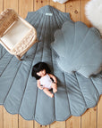 Organic Cotton Velvet Ginkgo Leaf Playmat in Blue