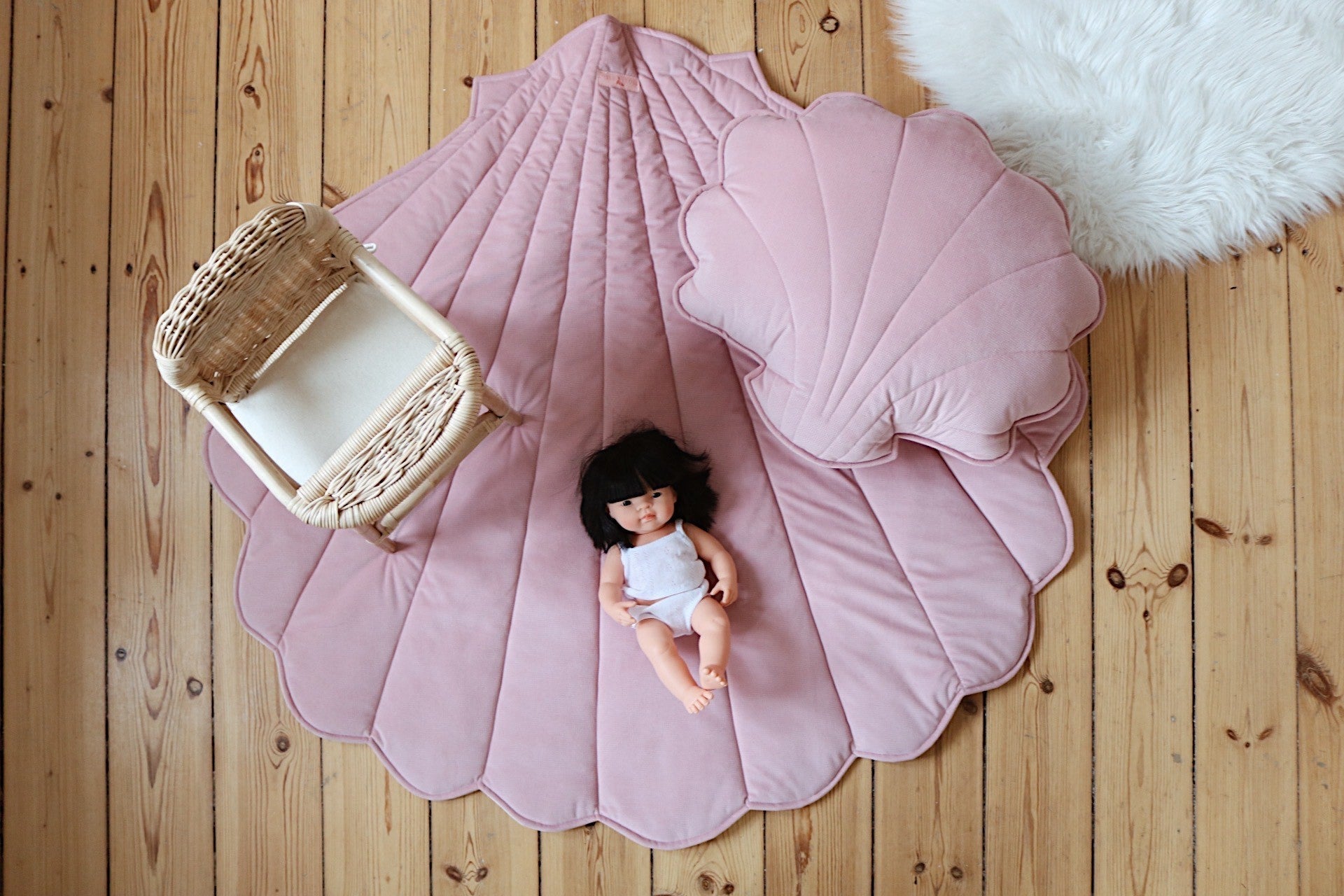 Organic Cotton Velvet Playmat in Powder Pink
