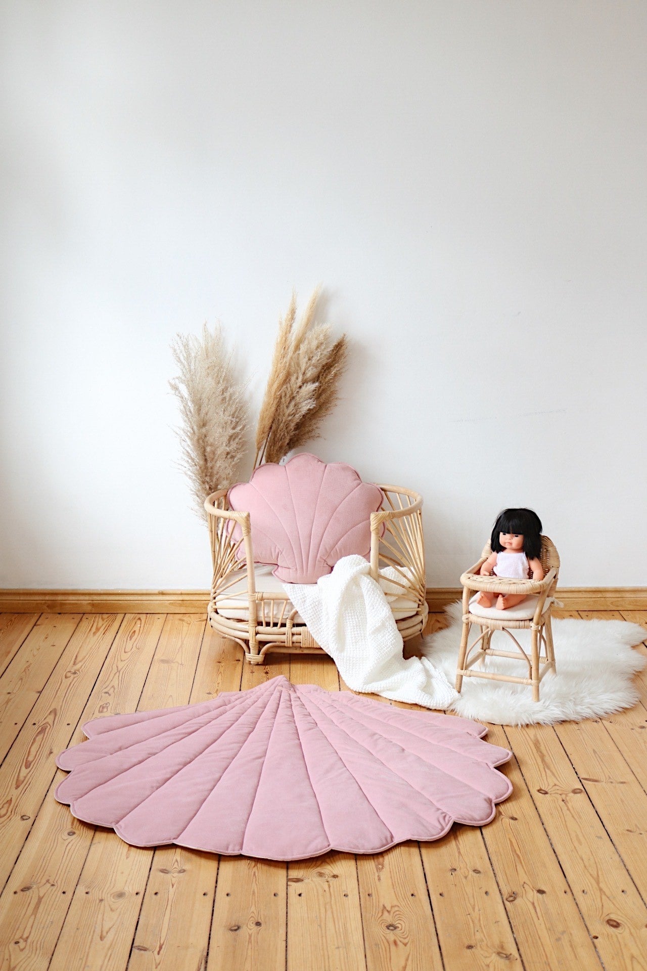 Organic Cotton Velvet Playmat in Powder Pink