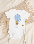 Personalised Name Bear Blue Hot Air Baloon Bodysuit