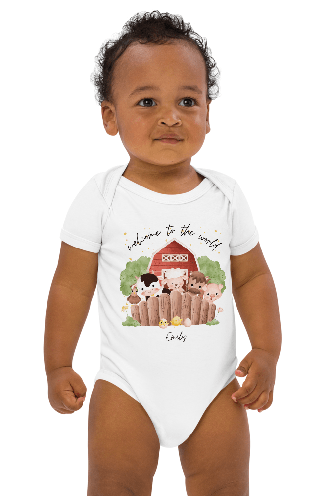 Welcome to the World Farm Animals (Personalised Name Bodysuit)