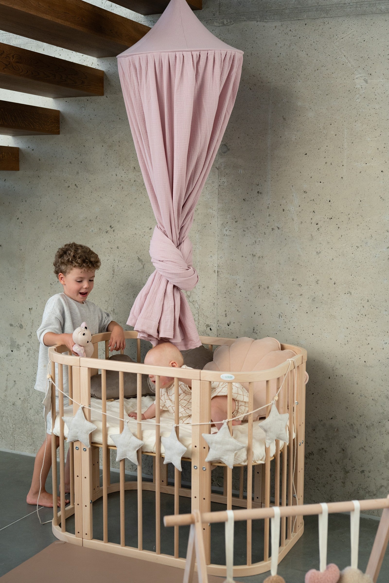 Cozy Organic Cotton Canopy Baby Pink
