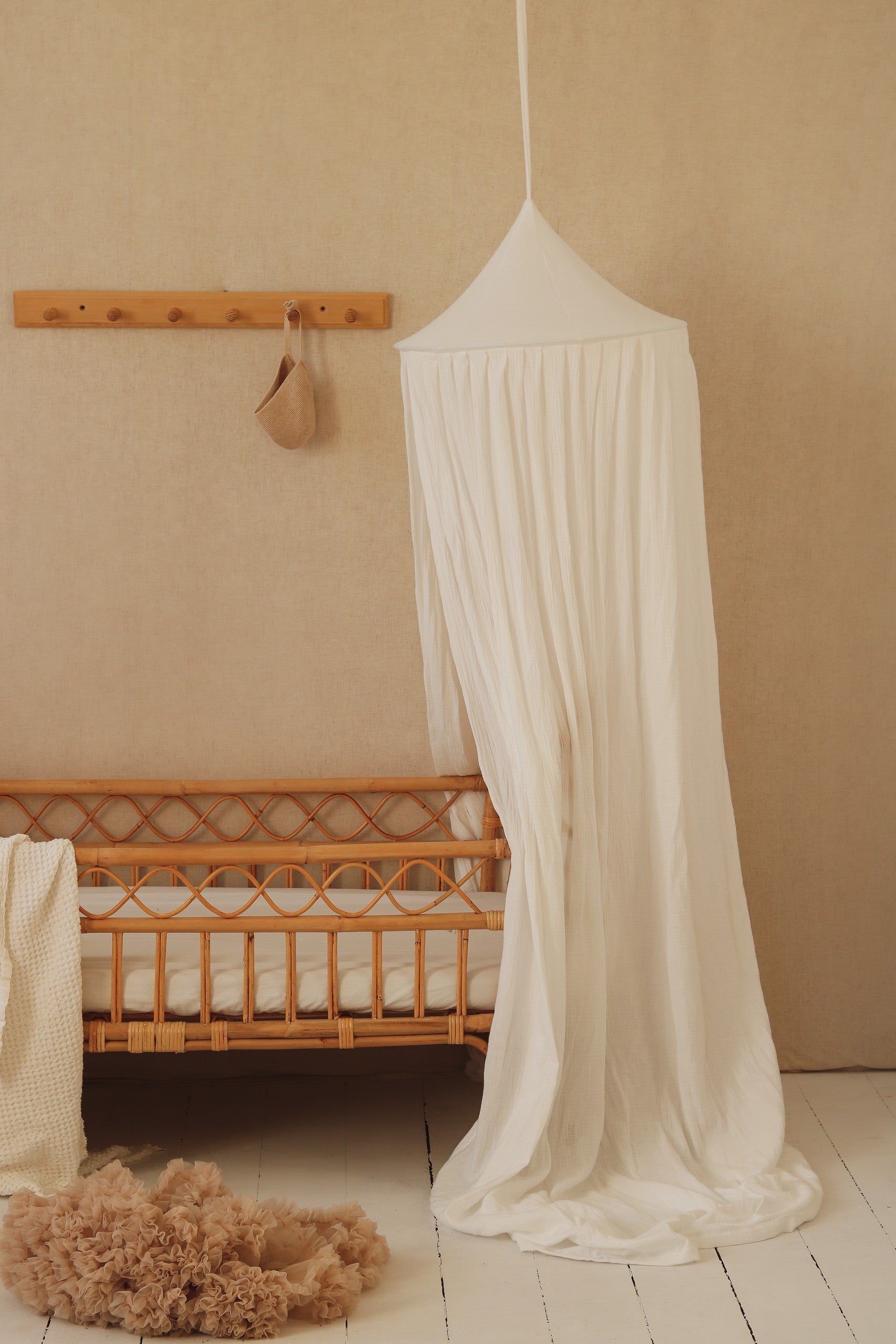 Cream Organic Cotton Bed Canopy for Sleep and Play