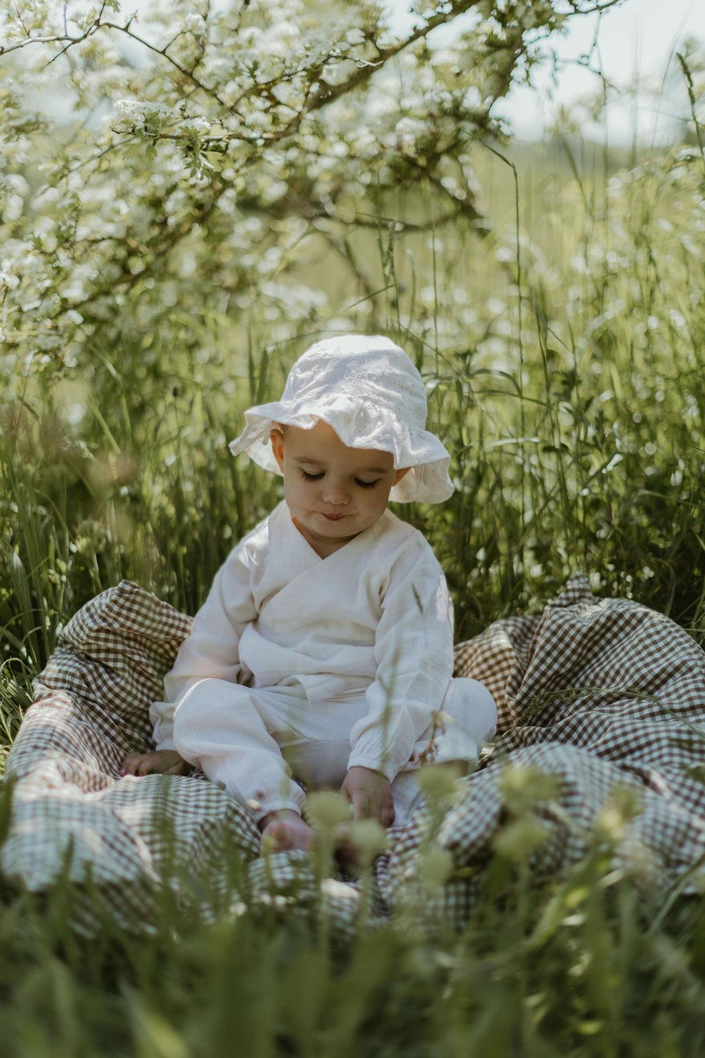 Organic Lumi Wrap Blouse in Beige