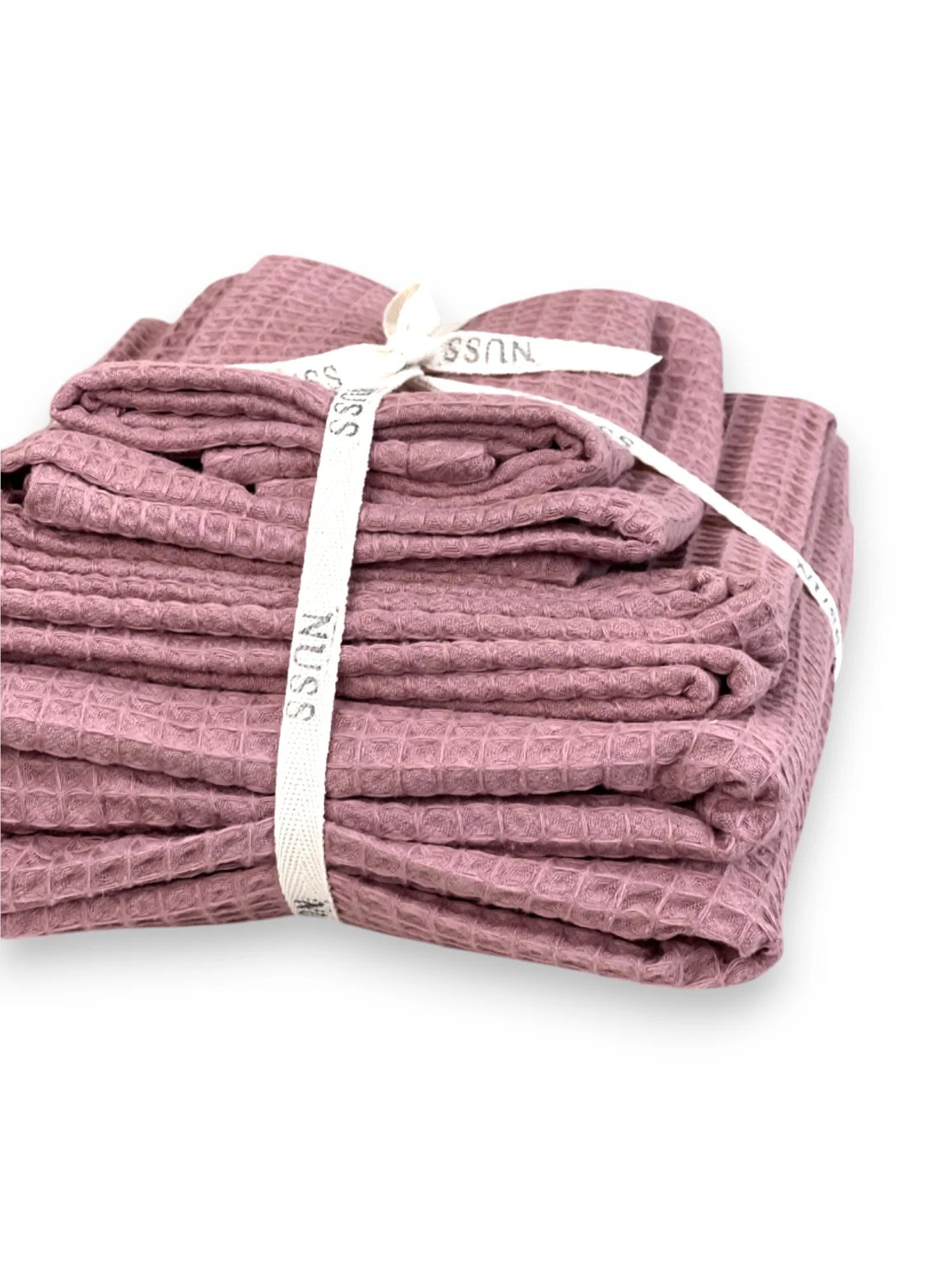 Organic Waffle Cotton Towel in Old Pink