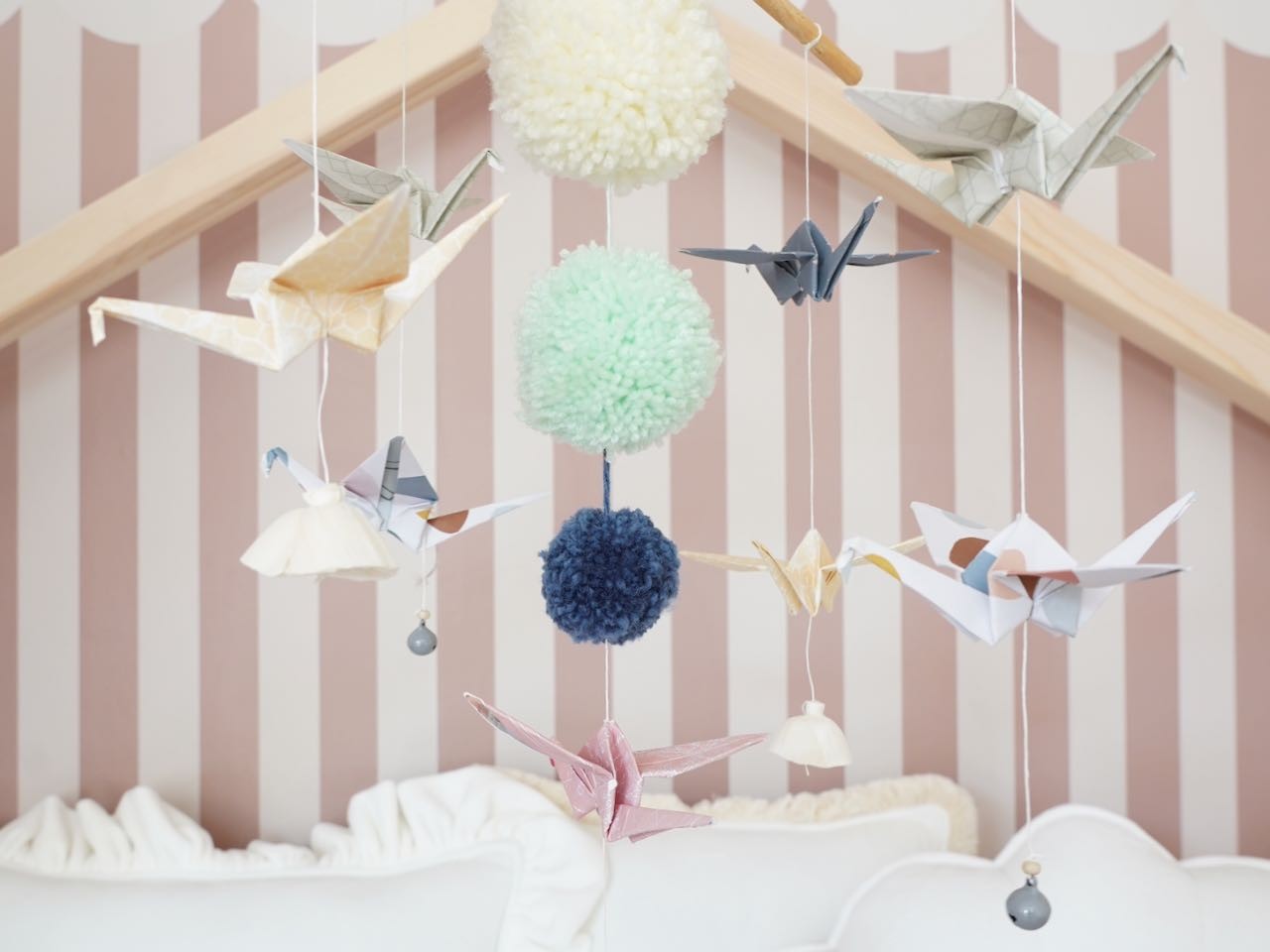 Pastel Origami Mobile for Baby Room Decor