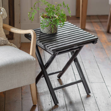 Mandisa bamboo side table, handcrafted black versatile piece for living room, bathroom, or bedroom by Ella James at brixbailey.com
