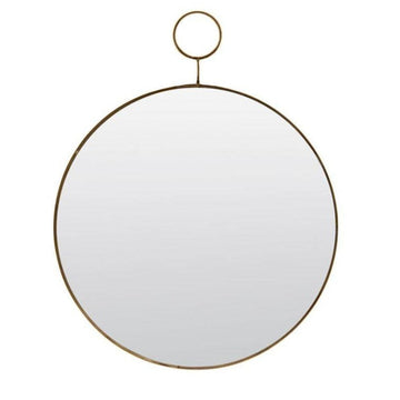 Luxury round brass mirror with oversized hanging loop, elegant statement piece for home decor by Ella James at brixbailey.com