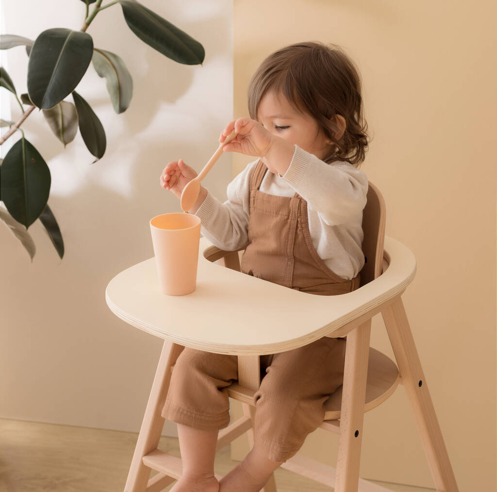 Premium Growing Green High Chair Tray Table, detachable cream plywood top, safe and easy to clean, stylish beechwood accessory by Ella James at brixbailey.com