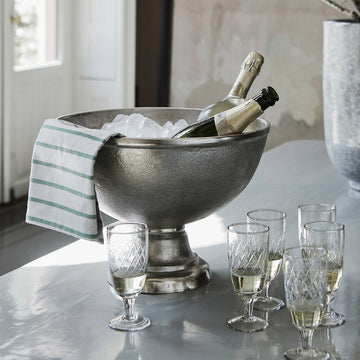 Luxury large engraved champagne cooler, Cuvee De Prestige Champagne tub, silver aluminum ice bucket for entertaining by Ella James at brixbailey.com