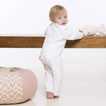 Luxury bunny embroidered babygrow with pompom tail, soft cotton jersey, delicate pink picot trim, newborn to 12 months by Ella James at brixbailey.com
