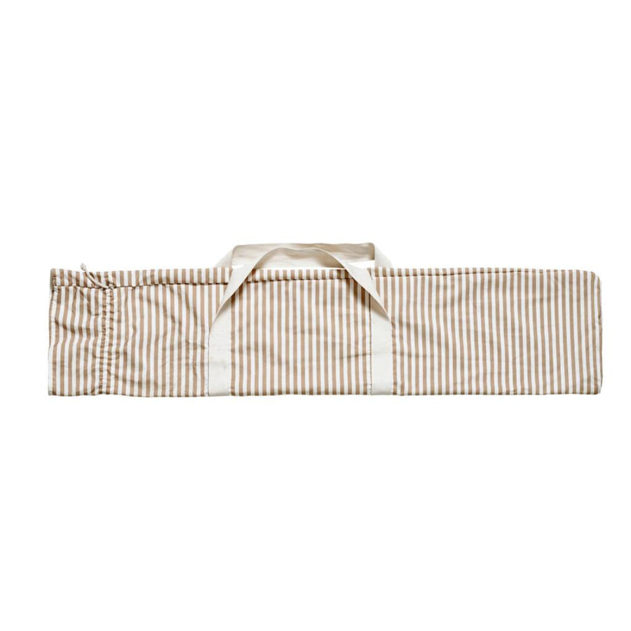 Premium Sand and White Pinstripe Parasol, Vintage Style Beach and Garden Umbrella with Beechwood Pole by Ella James at brixbailey.com