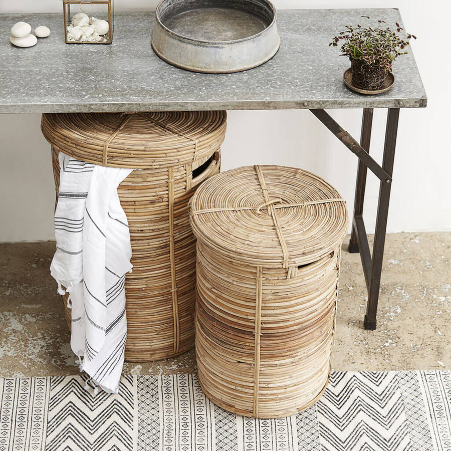 Elaina bamboo storage basket, handmade sustainable stylish, natural color, small or large size, premium home organization by Ella James at brixbailey.com