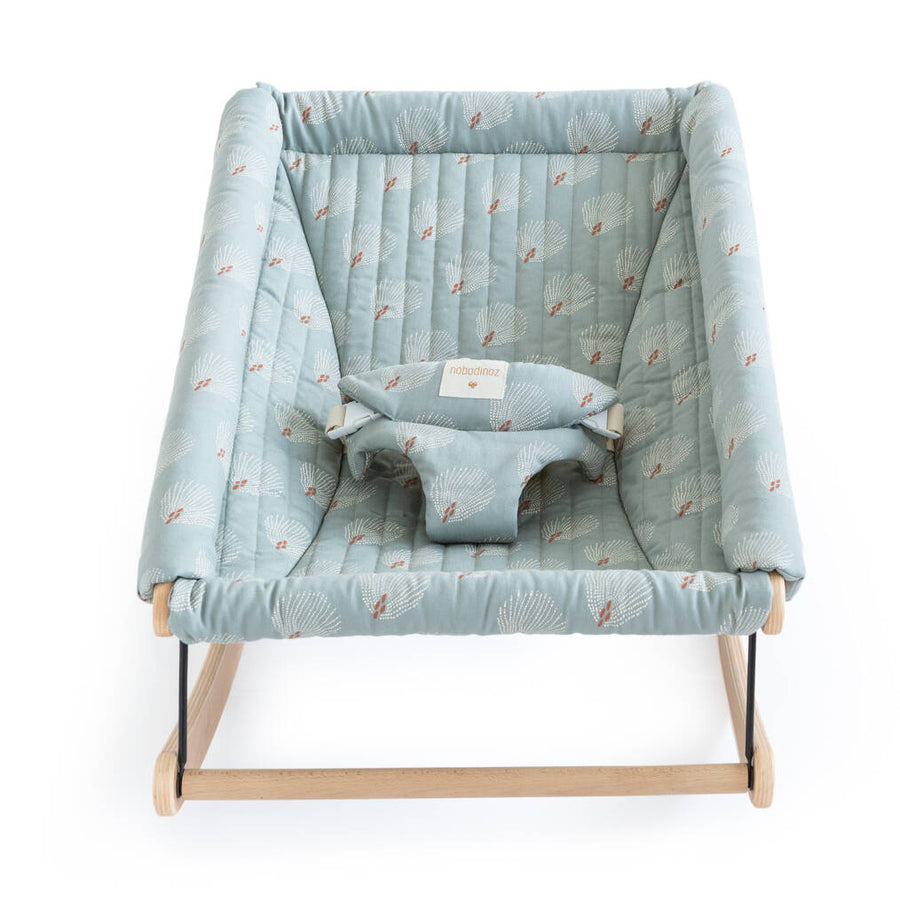 Growing Green Baby Bouncer with Blue Gatsby Cover by Nobodinoz