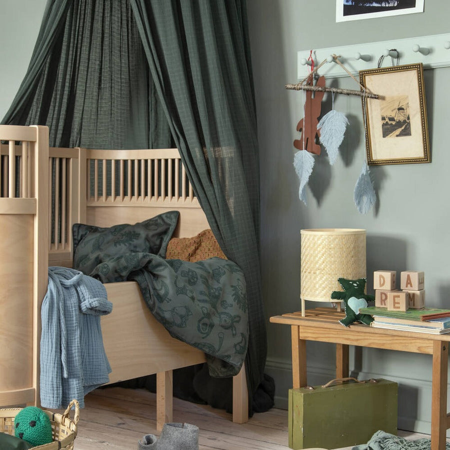 Sebra wooden baby and junior cot bed, luxury adjustable design by Viggo Einfeldt, grows with child from birth to 8 years, premium Pantera Foam mattress option by Ella James at brixbailey.com