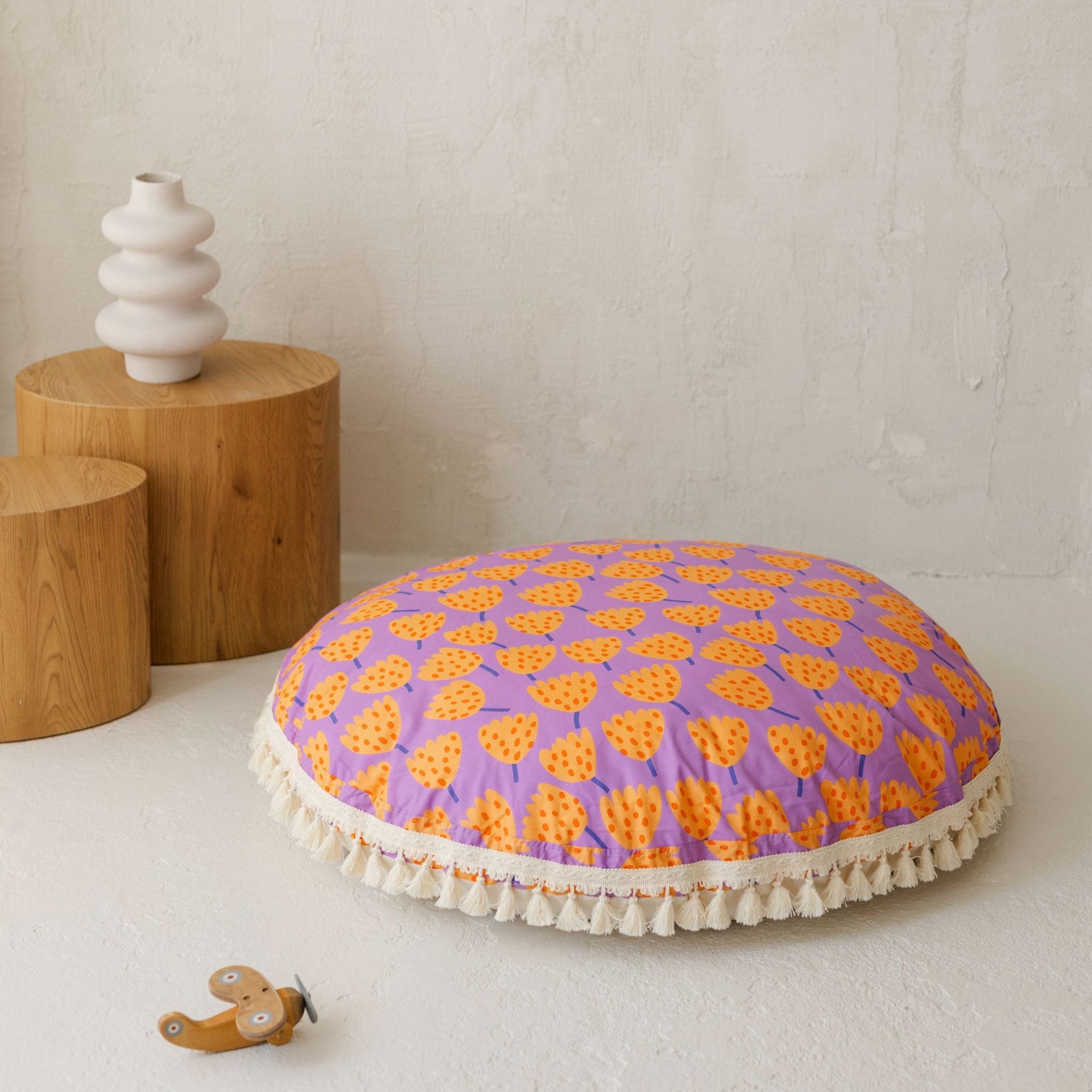 MINICAMP Large Kids Floor Cushion in Vibrant Tulip Pattern