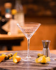 A Pair of Crystal Martini Glasses with Ovals Design
